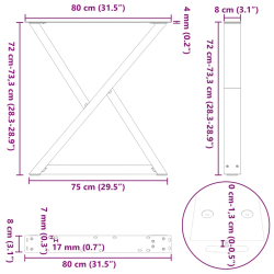 Nogi do stołu jadalnego 2 szt. Antracyt 80x(72-73,3) cm Stal