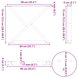 Nogi do stołu jadalnego 2 szt. Czarne 90x(72-73,3) cm Stal