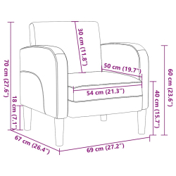 Sofa Fotel z Podłokietnikami Wino Czerwone 54 cm