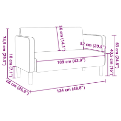 Sofa dwuosobowa Jasnozielona Szara 109 cm Tkanina sztruksowa