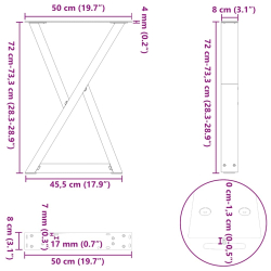 Nogi do stołu jadalnego 2 szt. Czarne 50x(72-73,3) cm Stal