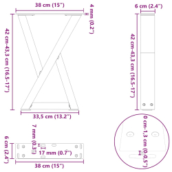 Nogi do stolika kawowego 2 szt. Antracyt 38x(42-43,3) cm Stal