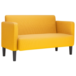 Sofa dwuosobowa Jasnożółta 109 cm Tkanina sztruksowa
