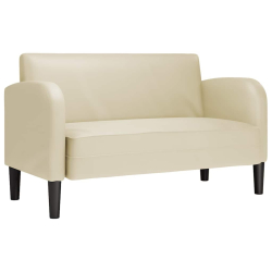 Sofa dwuosobowa kremowa 110 cm ze skóry ekologicznej