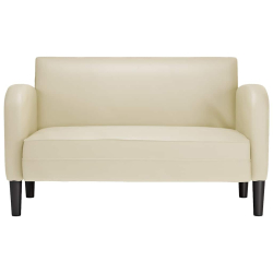 Sofa dwuosobowa kremowa 110 cm ze skóry ekologicznej