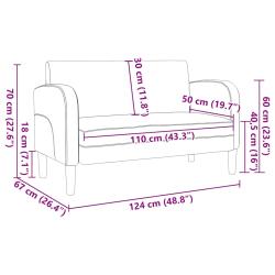 Sofa dwuosobowa kremowa 110 cm ze skóry ekologicznej