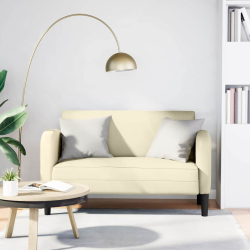 Sofa dwuosobowa kremowa 110 cm ze skóry ekologicznej