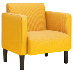 Sofa Fotel z Podłokietnikami Jasnożółty 54 cm Tkanina Kordowa