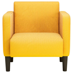 Sofa Fotel z Podłokietnikami Jasnożółty 54 cm Tkanina Kordowa