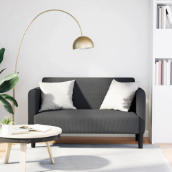 Sofa dwuosobowa Ciemnoszara 109 cm Tkanina sztruksowa
