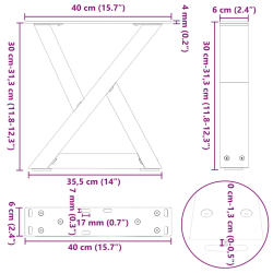 Nogi do stolika kawowego 2 szt. Białe 40x(30-31,3) cm Stal