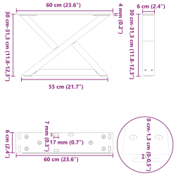 Nogi do stolika kawowego 2 szt. Czarne 60x(30-31,3) cm Stal