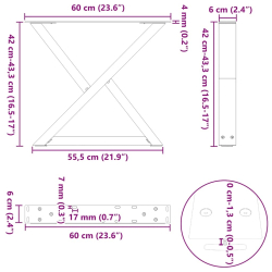 Nogi do stolika kawowego 2 szt. Antracyt 60x(42-43,3) cm Stal