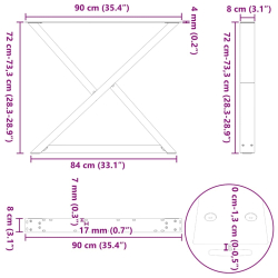 Nogi do stołu jadalnego 2 szt. Białe 90x(72-73,3) cm Stal