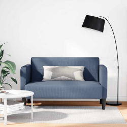 Sofa dwuosobowa niebieska 109 cm tkanina sztruksowa