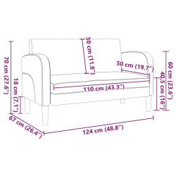 Sofa dwuosobowa Szara 110 cm Skóra ekologiczna