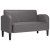 Sofa dwuosobowa Szara 110 cm Skóra ekologiczna