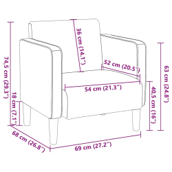 Sofa Fotel z Podłokietnikami Jasnozielony Szary 54 cm