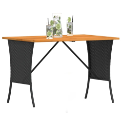 Stół ogrodowy z blatem z drewna akacjowego czarny 105x75x72 cm