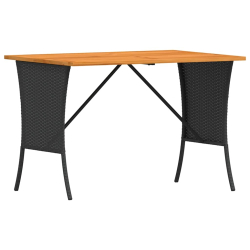 Stół ogrodowy z blatem z drewna akacjowego czarny 105x75x72 cm