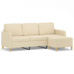 Sofa 3-osobowa, kremowa, 180 cm, tapicerowana tkaniną
