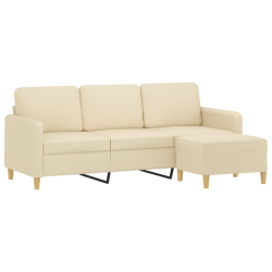 Sofa 3-osobowa, kremowa, 180 cm, tapicerowana tkaniną