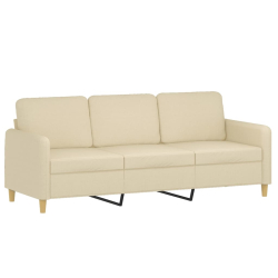 Sofa 3-osobowa, kremowa, 180 cm, tapicerowana tkaniną