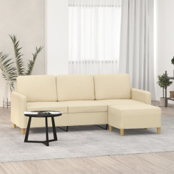 Sofa 3-osobowa, kremowa, 180 cm, tapicerowana tkaniną