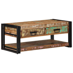 Stolik kawowy wielokolorowy 90x50x38 cm lite drewno odzyskane