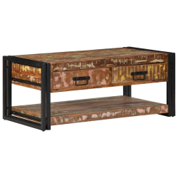 Stolik kawowy wielokolorowy 90x50x38 cm lite drewno odzyskane