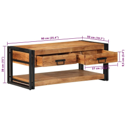 Stolik kawowy 90x50x38 cm Drewno lite Akacja