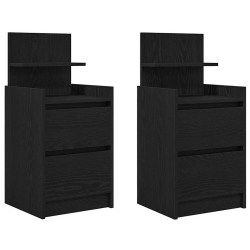 Szafki nocne z 2 szufladami 2 szt. Czarne 38x34x80 cm
