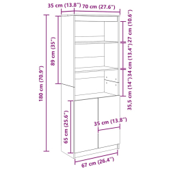 Komoda Stara Drewno 70x35x180 cm Drewno klejone