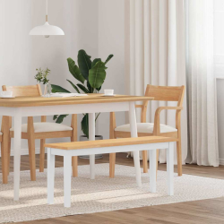 Ławka 110 cm Biała lite drewno guma