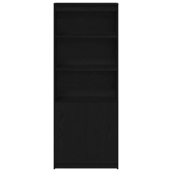 Komoda czarna dąb 70x35x180 cm Drewno klejone