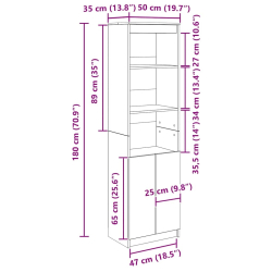 Komoda Stara Drewno 50x35x180 cm Drewno klejone