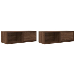 Szafki RTV 2 szt. Brązowy dąb 80x31x25,5 cm Drewno klejone