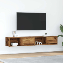 Szafki RTV 2 szt. Stare drewno 80x31x25,5 cm Drewno klejone