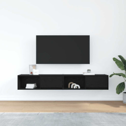 Szafki RTV 2 szt. Dąb czarny 80x31x25,5 cm Drewno klejone