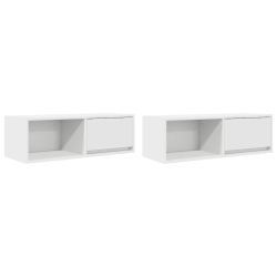 Szafki pod TV 2 szt. Białe 80x31x25,5 cm Drewno klejone
