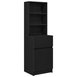 Szafka nocna Czarna 39x35x125 cm Drewno klejone