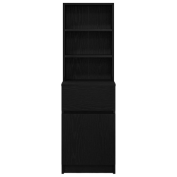 Szafka nocna Czarna 39x35x125 cm Drewno klejone