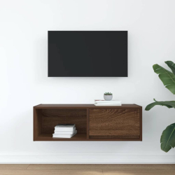 Szafka RTV Brązowy Dąb 80x31x25,5 cm Drewno klejone