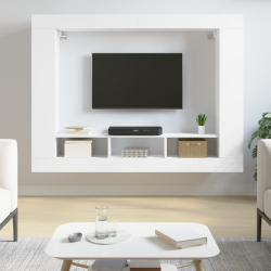 Szafka pod TV, biała, 152x22x113 cm, materiał drewnopochodny