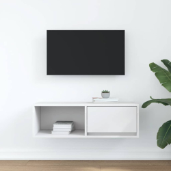 Szafka RTV Biała 80x31x25,5 cm Drewno klejone