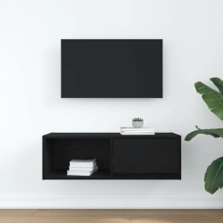 Szafka RTV Czarny Dąb 80x31x25,5 cm Drewno klejone