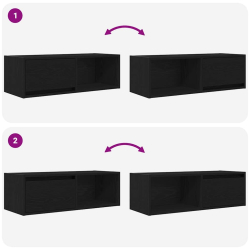 Szafka RTV Czarny Dąb 80x31x25,5 cm Drewno klejone