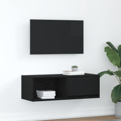 Szafka RTV Czarny Dąb 80x31x25,5 cm Drewno klejone