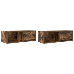 Szafki RTV 2 szt. Dąb wędzony 80x31x25,5 cm Drewno klejone