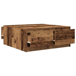 Stolik kawowy z szufladami Stare drewno 100x100x40 cm